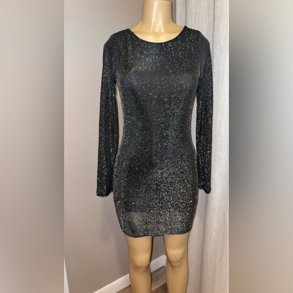 Sparkling Black Long Sleeve Dress - Picture 3 of 5